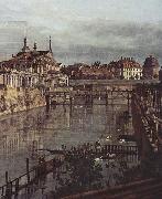 Bernardo Bellotto, Ansicht von Dresden, Der alte Wassergraben des Zwingers, von der Orangerie Richtung Stadt aus gesehen